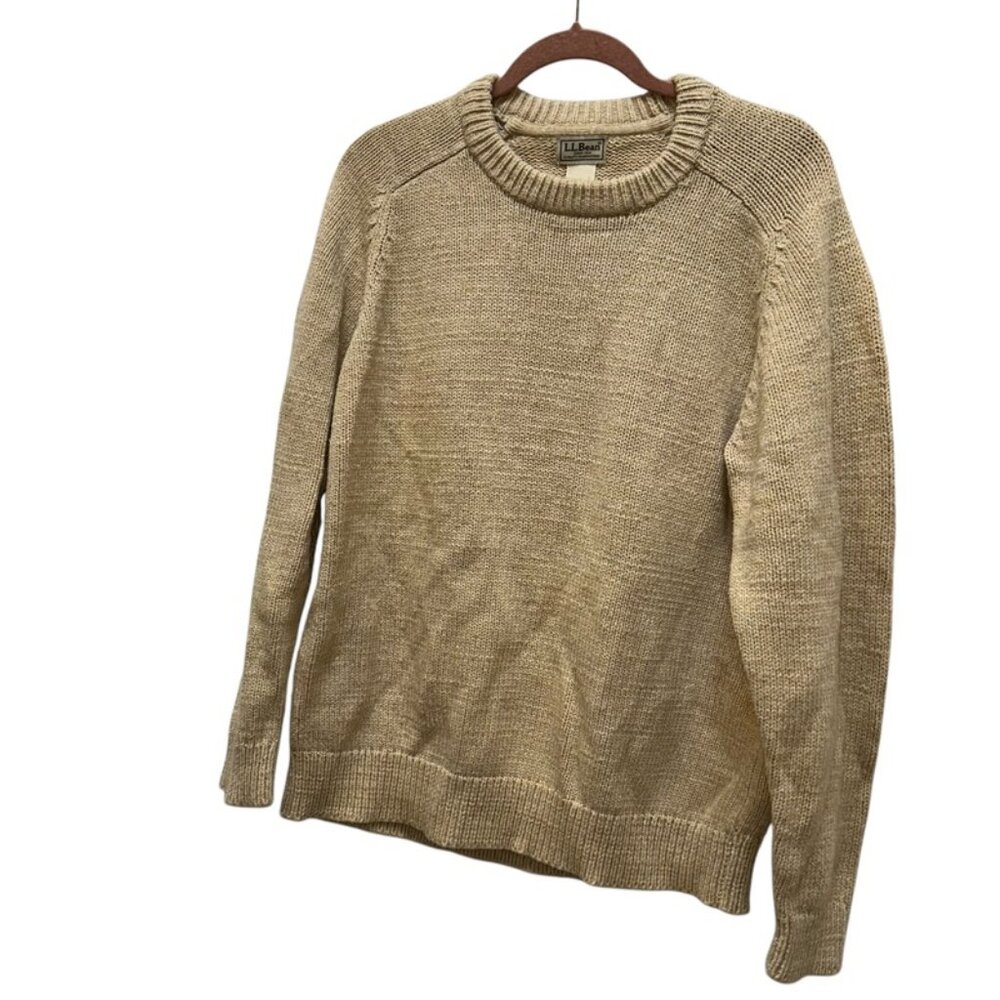 L.L. Bean natural white thick heavy cozy cotton classic crew neck sweate…